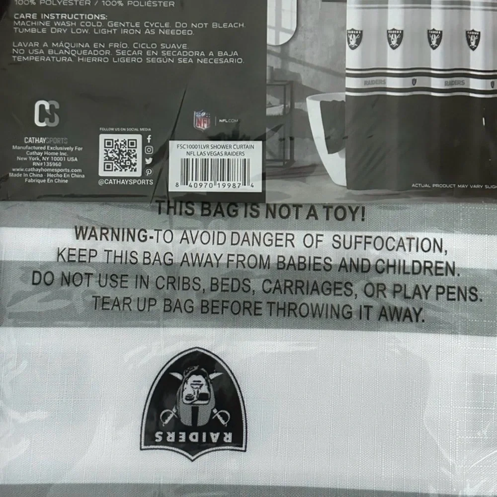 Raiders Black and White Shower Curtain